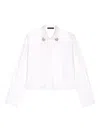 Maje Womens White Cropped Jewel-embellished Cotton Shirt In Red