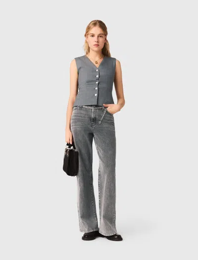 Maje Jewel-button Tailored Vest In Grey