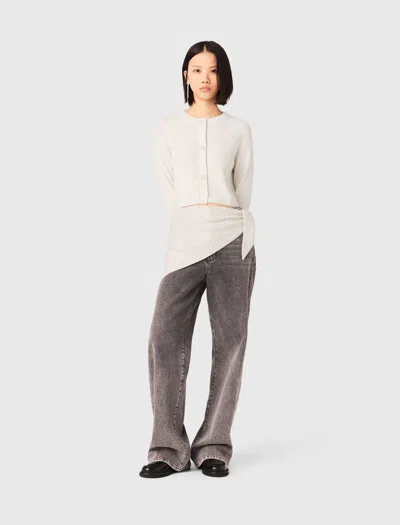 Maje Jewelled Bow-button Cardigan In White