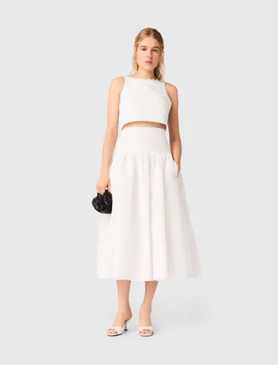 Maje Jewelled Collar Taffeta Crop Top In White