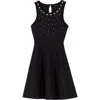 Maje Jewelled Skater Dress In Black