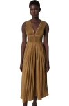 Maje Jewellery Neckline Pleated Dress