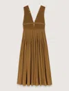 Maje Womens Jewel-embellished Pleated Cotton-blend Maxi Dress Bruns In Kaki