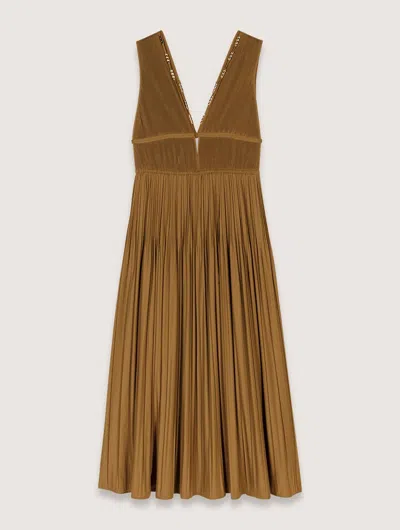 MAJE JEWELLERY NECKLINE PLEATED DRESS