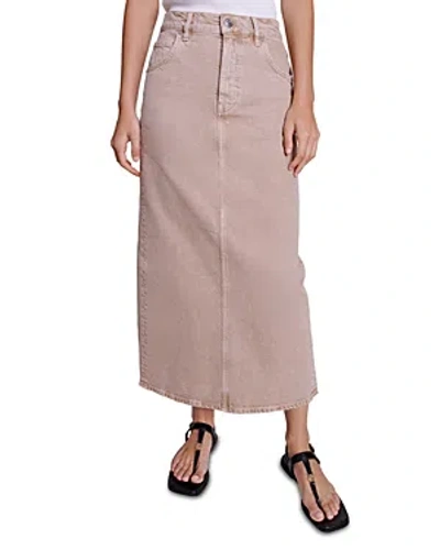 Maje Long Denim Skirt For Spring/summer In Brown