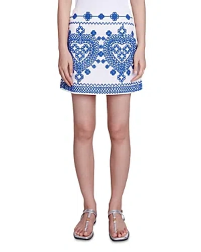 Maje Jhodes Embroidered Mini Skirt In Blue