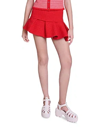 Maje Jibala Mini Tweed Skirt In Red