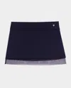 Maje Wool Blend And Tulle Skirt In Navy