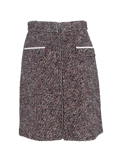 Pre-owned Maje Jiberty Tweed Mini Skirt In Black