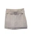 Maje Jikam Belted Checked Layered Mini Skirt In Beige Viscose In Beige