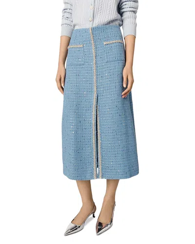 MAJE SEQUIN TWEED MIDI SKIRT
