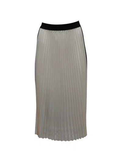 Pre-owned Maje Jimmi Pleated Midi Skirt In Neutral