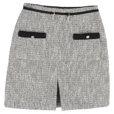 Maje Jinie Tweed Mini Skirt In Grey Cotton In Gray