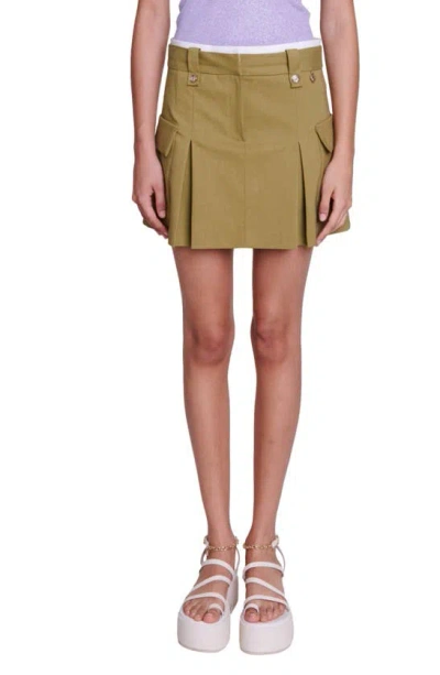 Maje Jinima Low-waisted Cargo Miniskirt In Khaki