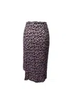 Maje Jipanta Leopard Print Front Slit Skirt In Pink Cupro In Multi
