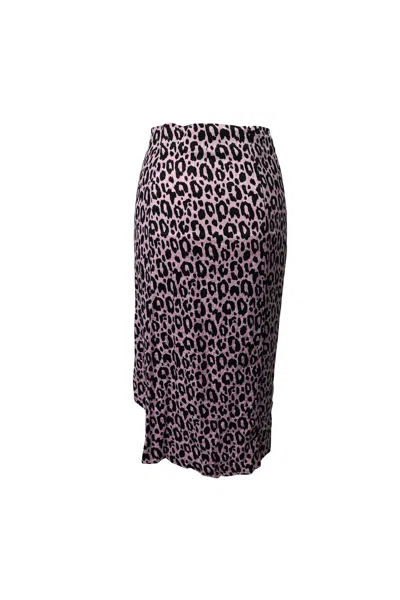 Maje Jipanta Leopard Print Front Slit Skirt In Pink Cupro In Multi