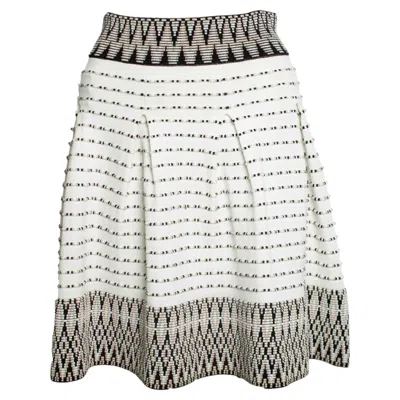 Pre-owned Maje , Jiselle Jaquard Skirt In White