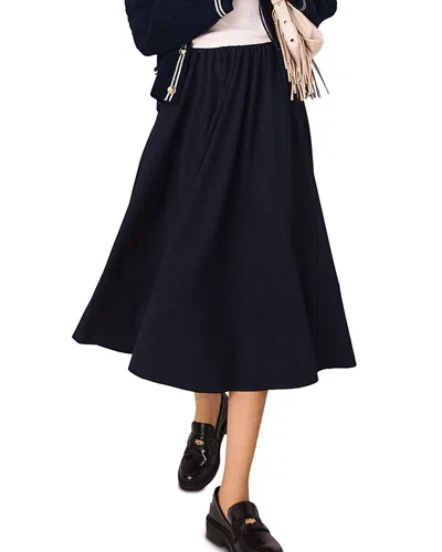 Maje Jissila Tailored Midi Skirt In Blue