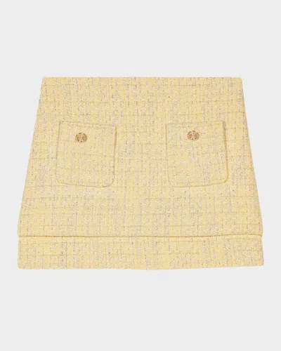 Maje Tweed Mini Skirt In Yellow