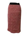 Maje Jivor Tweed Pencil Midi Skirt In Red Cotton In Red