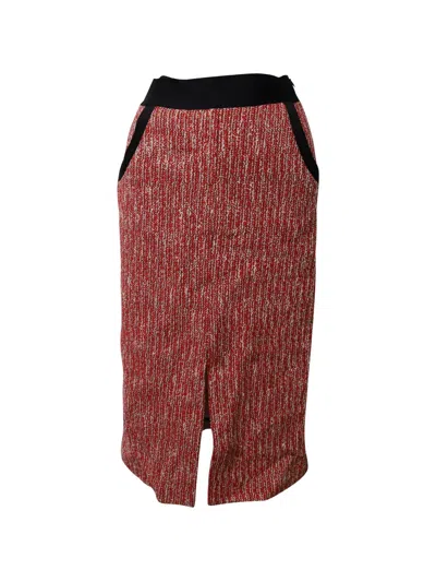 Pre-owned Maje Jivor Tweed Pencil Skirt In Red