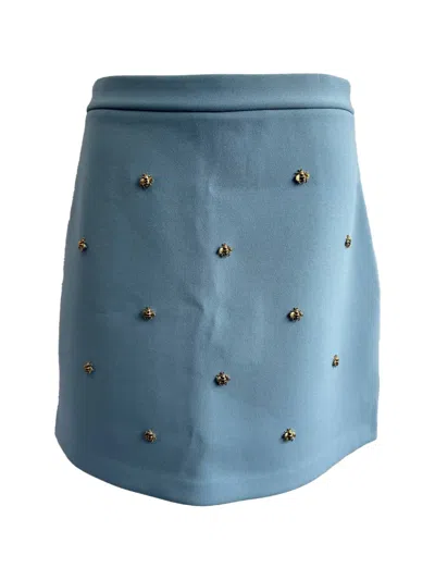 Pre-owned Maje Jizie Bee-embellished Mini Skirt In Blue