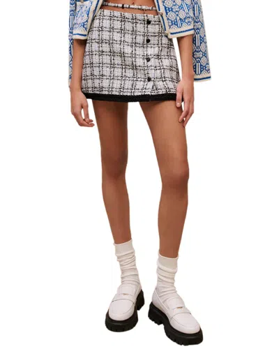 Maje Belted Tweed Mini Skirt In Bleu