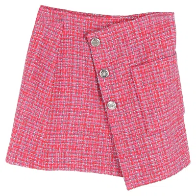 Pre-owned Maje Jolia Asymmetric Tweed Mini Skirt In Pink Polyamide