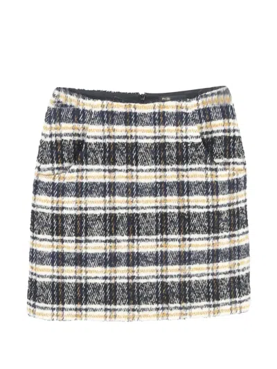 Pre-owned Maje Jolica Plaid-pattern A-line Skirt In White
