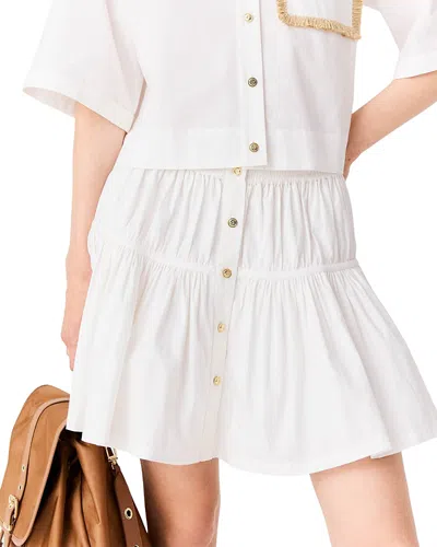 Maje Jolims Cotton Button Front Mini Skirt In White