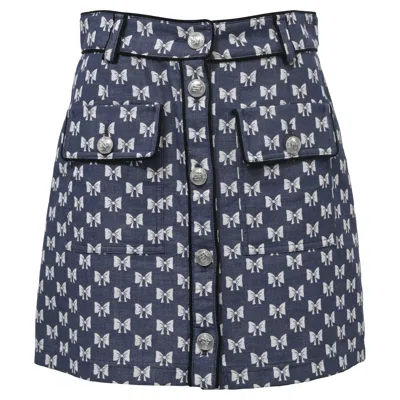 Maje Jonala Printed Mini Skirt In Blue Cotton