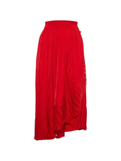 Pre-owned Maje Jonette Asymmetric Midi Skirt In Red