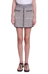 Maje Josalia Button Front Knit Miniskirt In Navy/gold