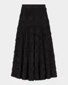 Maje Flocked Tulle Maxi Skirt In Black