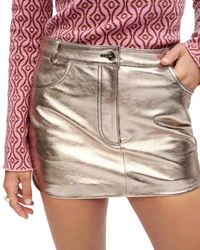 Maje Woman Mini Skirt Gold Size 8 Cotton