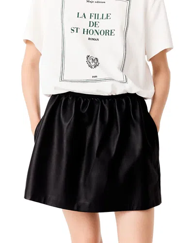 Maje Jozeblack Short Leather Skirt In Multi