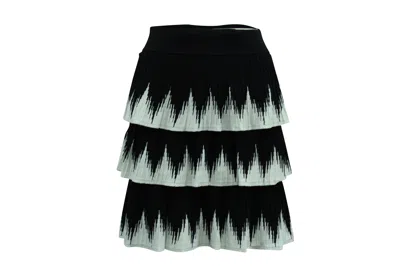 Maje Julia Tiered Skirt In Black And White Polyester Viscose