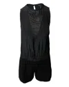 Maje Jumpsuit With V-neck Detail In Black Silk In Black