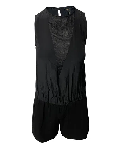 Maje Jumpsuit With V-neck Detail In Black Silk
