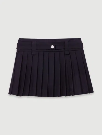 Maje Short Pleated Skirt In Noir