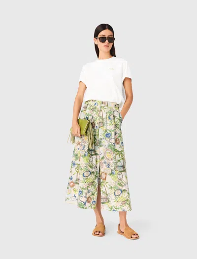 Maje Jupe Longue Imprimée Et Sous Short In Multi