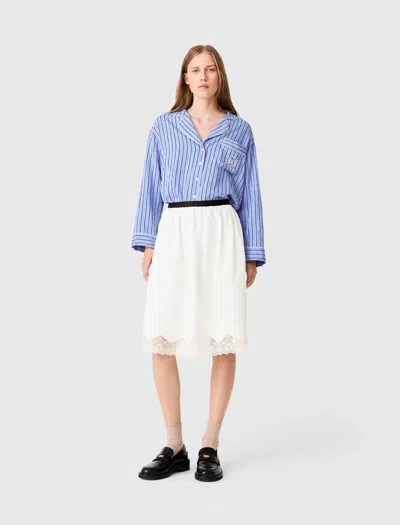 Maje Jupe Mi-longue En Coton Et Dentelle In White