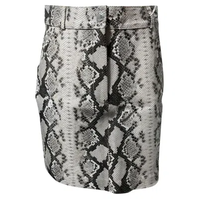 Pre-owned Maje Jupita Embossed Mini Skirt In Animal Print Goat Leather In Gray