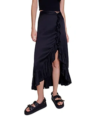 Maje Juponita Ruffled Skirt In Black