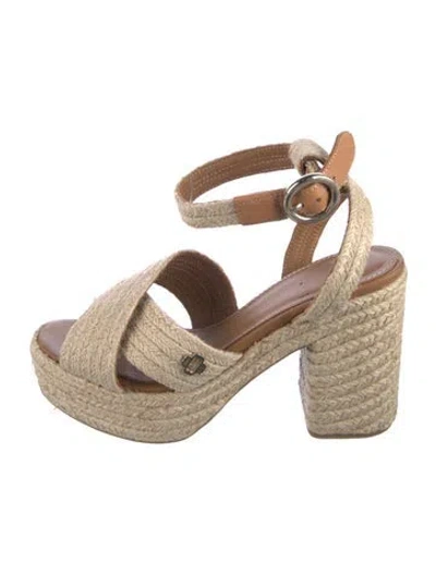 Pre-owned Maje Jute Espadrilles In Neutral