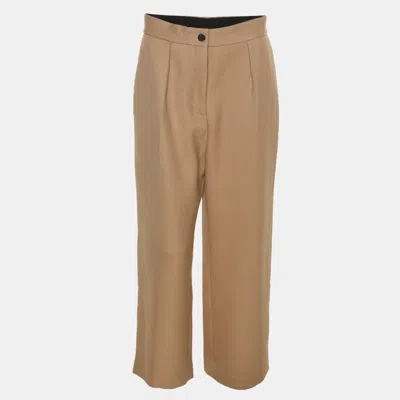 Maje Khaki Brown Rib Knit Wide Trouser