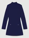 Maje Roquette Layered Knit Mini Dress In Marine