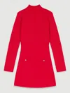 Maje Roquette Layered Knit Mini Dress In Red