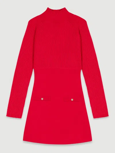 Maje Convertible Knitted Mini Dress And Sweater Set In Red