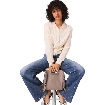 Maje Knit Cardigan With Removable Collar In White